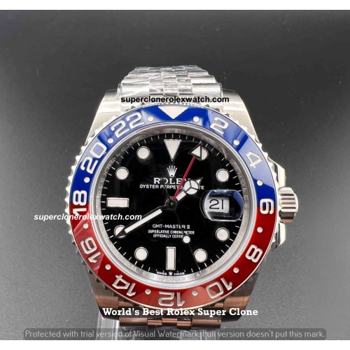 Rolex GMT Master II Pepsi 1:1 Super Clone Watch |Clean Factory Swiss ETA 3285 Movement |Ref.126710blro