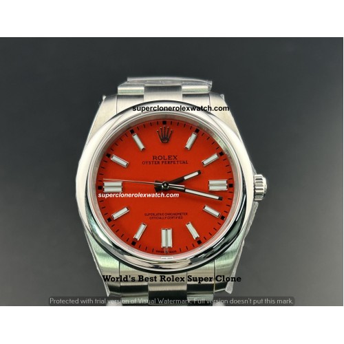 Rolex Oyster Perpetual Red 1:1 Super Clone Watch | Swiss Clone 3230 Movement