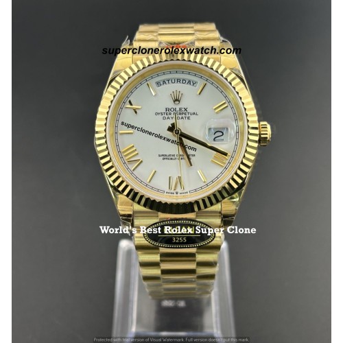 Rolex Day Date Gold 1:1 Super Clone Replica Watch |Swiss Clone 3255 Movement