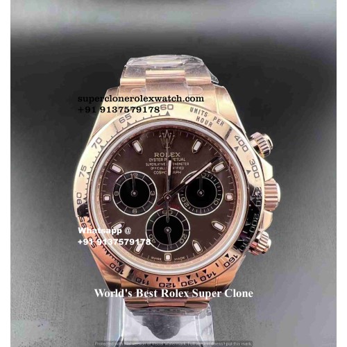 Rolex Daytona Rose Gold Chocolate Dial Super Fake Clone 1:1 Exact Swiss Replica