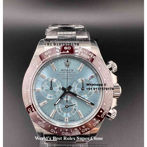 Rolex Daytona Cosmograph Ice Blue Baguette Diamond Exact Super Clone