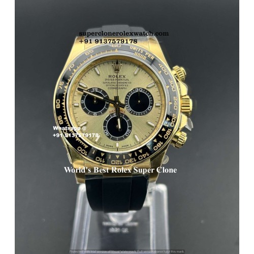 Rolex Daytona Oysterflex 4131 Champagne Dial Super Clone Watch | 1:1 Swiss 4131 Movement |Ref.126519LN 