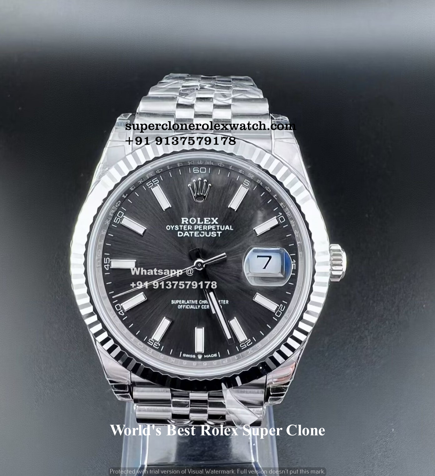 Rolex Rhodium Gray Dial Jubilee 1:1 Super Clone Watch | Accurate ETA 3235 Movement | COD